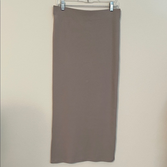 NWT H&M Cotton Ribbed Taupe Maxi Pencil Skirt - Picture 5 of 15